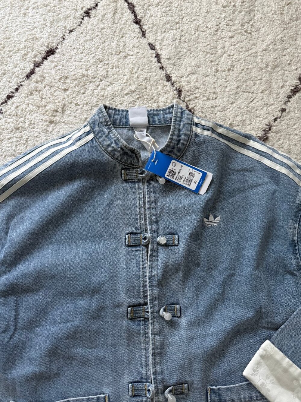 adidas originals Women Chinese Jacket Denim silk floral details BNWT size M/L/XL - Picture 8 of 8